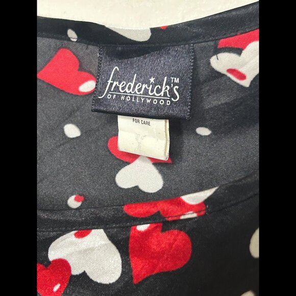 FREDERICK'S OF HOLLYWOOD Sexy Hearts Top Lace-Up Back Cami Lingerie Size L - Picture 2 of 5